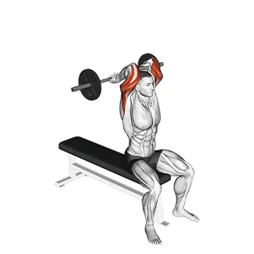 Barbell Seated Close grip Behind Neck Triceps Extension